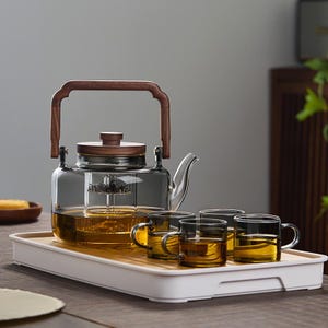Glass teapot | high temperature resistant glass tea set | high borosilicate teapot | steaming and boiling kettle | tea party tea set