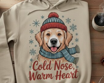 Diseño de camiseta para perro "Nariz fría, corazón cálido" / PNG para amantes de las mascotas en invierno (Descarga digital)