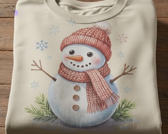 Diseño de camiseta con muñeco de nieve navideño / PNG para vacaciones de invierno (descarga digital)