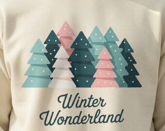 Sudadera con árboles geométricos de un paraíso invernal (PNG / 300 ppp, lista para imprimir en formato digital)