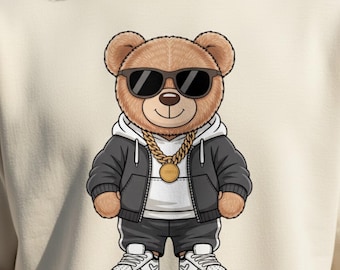Diseño de camiseta Street Bear Hip Hop PNG / 300 DPI Urban Streetwear Listo para imprimir Descarga digital