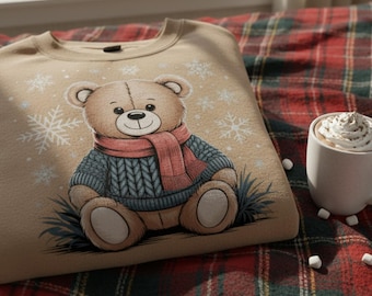 Diseño de camiseta navideña con osito de peluche / PNG navideño (300 DPI)