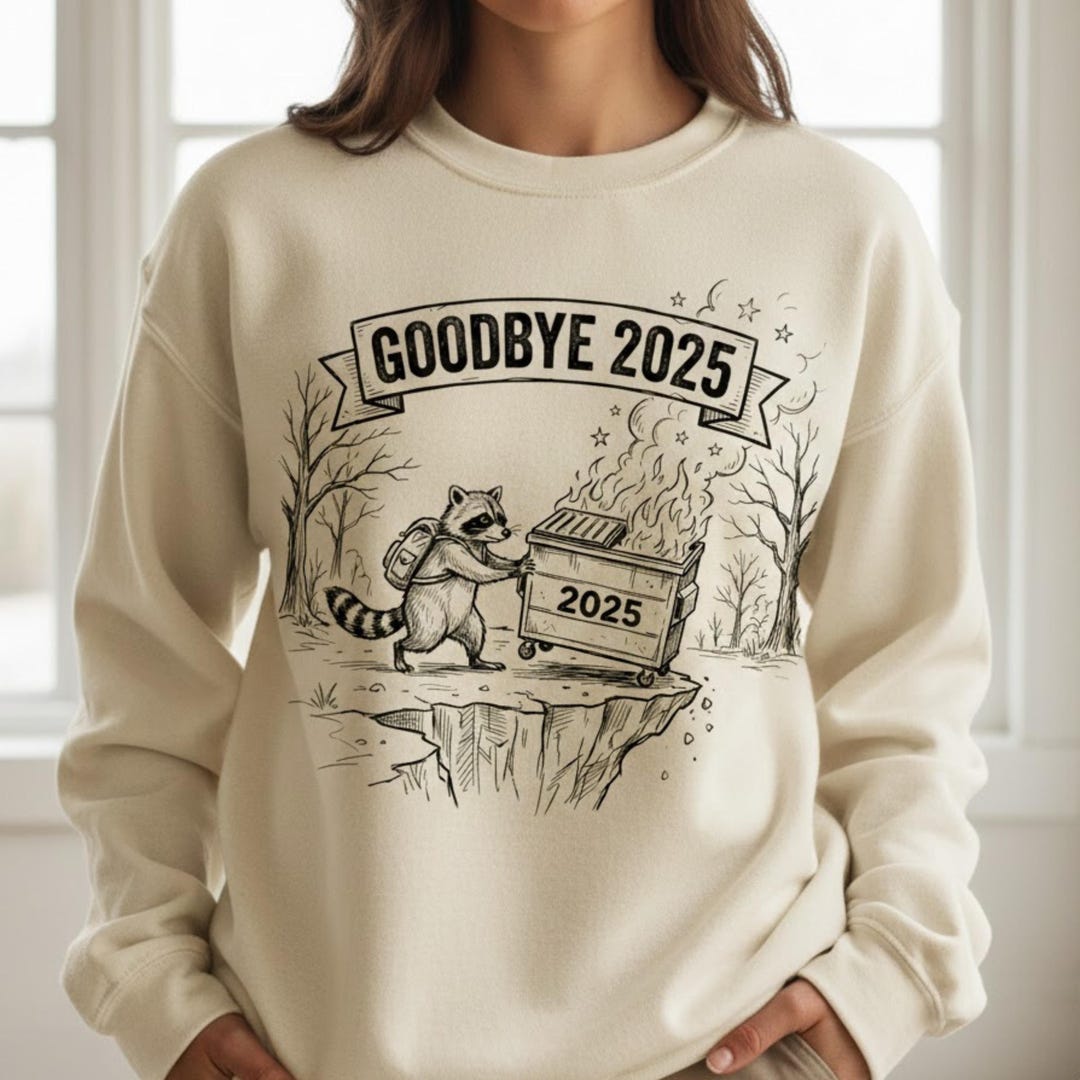 Goodbye 2025 Raccoon PNG for New Year Apparel Printing - Etsy