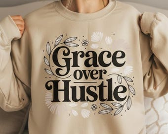 Diseño de camiseta "Gracia sobre esfuerzo" / PNG floral inspirador (Descarga digital)