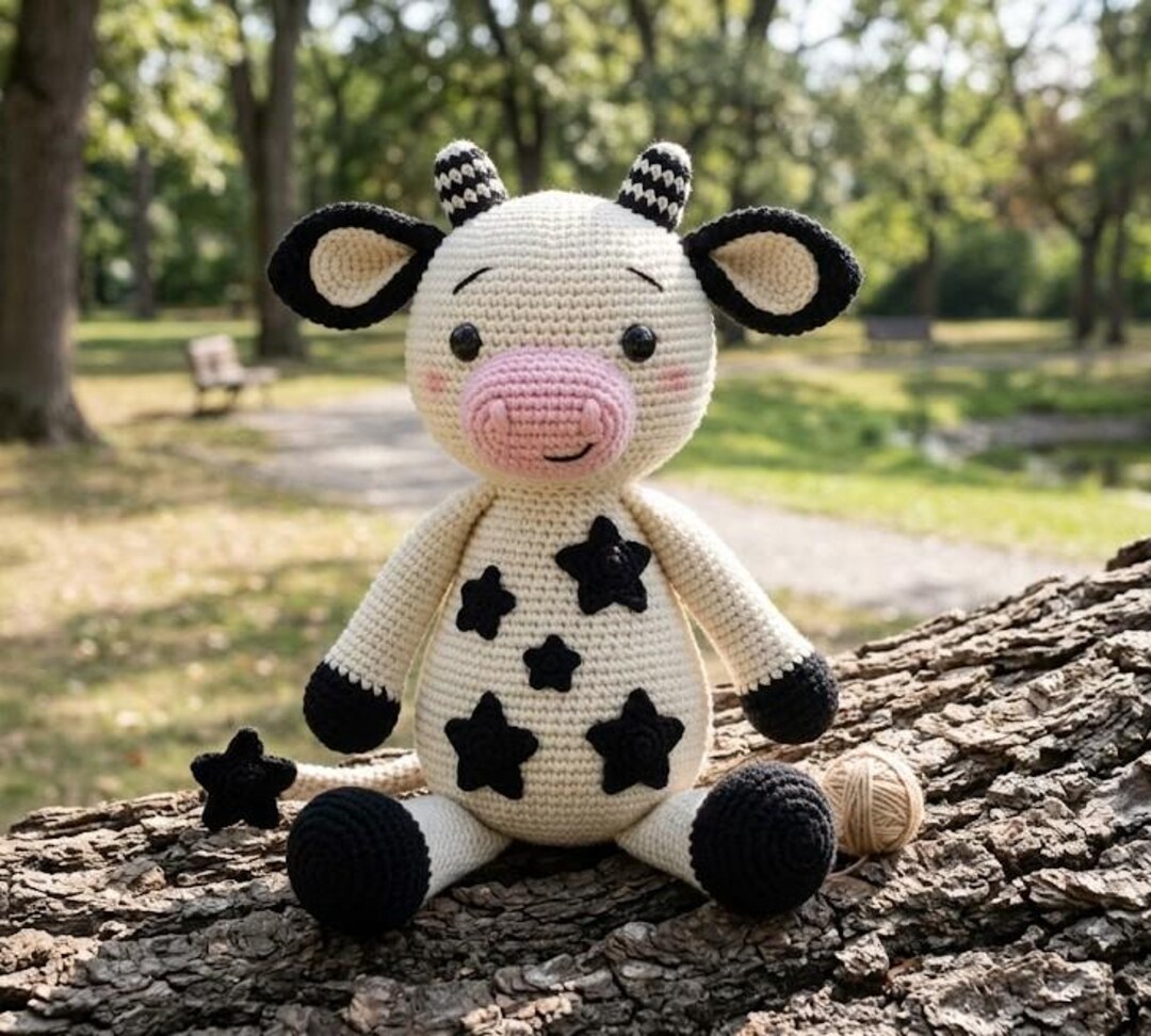 Crochet Cow Pattern, Star Cow Amigurumi Crochet Pattern, Black White ...