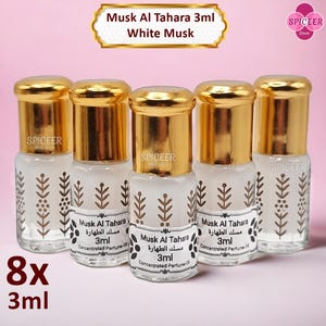 8x Musk Al Tahara White 3ml Profumo concentrato arabo originale e di alta qualità Tahara Oil Misk Tahara Oud Fragranza profumata مسك الطهارة