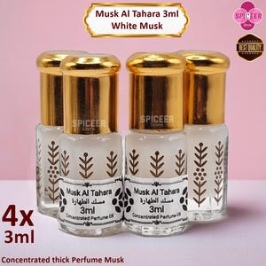 4x Musk Al Tahara White 3ml Profumo concentrato arabo originale e di alta qualità Tahara Oil Misk Tahara Oud Fragranza profumata مسك الطهارة