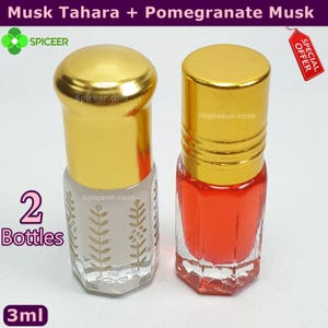 2x Muschio Tahara + Muschio di Melograno 3ml Profumo Arabo Olio denso مسك الطهارة ورمان