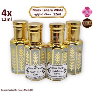 4x Musk Al Tahara White 12ml Profumo concentrato arabo originale e di alta qualità Olio di Tahara Misk Profumo fragrante Tahara Oud مسك الطهارة