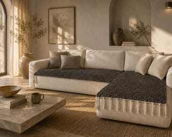 Corner Sofa Topper – Handwoven Cotton Blend Seat Cover for L-Shaped Sofa