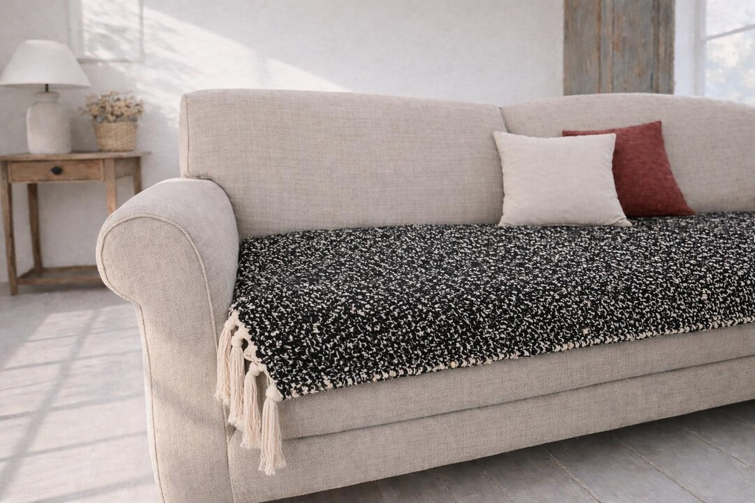 Farmhouse Sofa Topper – Handwoven Cotton Blend Couch Protector ...