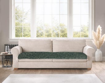 Sage Green Sofa Cover – Handwoven Couch Seat Cover – Reversible Cotton Blend Minimalist Decor