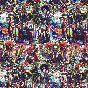 Tim Burton Halloween Fabric, Jack Skellington & Beetlejuice Polyester fabric by the yard