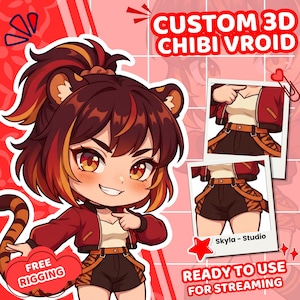 Custom VRoid Chibi Avatar | VRChat Avatar & 3D VTuber Model | Anime Character Commission | VRM Ready