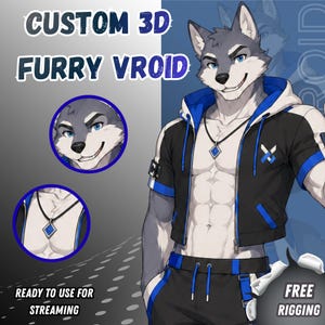 Custom Furry 3D Model | 3D Furry | Vrchat Avatar Comission | Avatar for Streaming | Furry Character Design | VRoid 3D Avatar (VRM Ready)