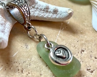 Scottish Sea Glass Heart Necklace: Light Green Beach Glass Jewelry