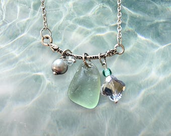 Scottish Beach Glass Necklace - Inspirational Jewelry- Follow Your Arrow