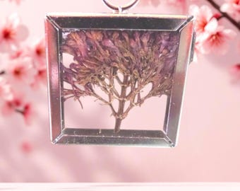 Pressed Flower Necklace – Purple Blooms from Scotland