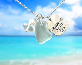 Scottish Beach Glass Necklace - Dreaming of the Sea Charm