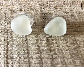 Scottish Sea Glass Post Earrings: Nickel Free, Beach Wedding Jewelry