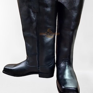 Hand made Cavalry Civil War Men&#39;s Leather Long Boots All Sizes Availab