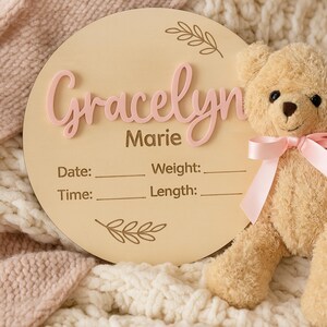 Personalized Newborn Birth Disc, Birth Announcement, Name Sign, Birth Stats Baby Arrival, Wood Hospital Sign, Baby Photo Prop