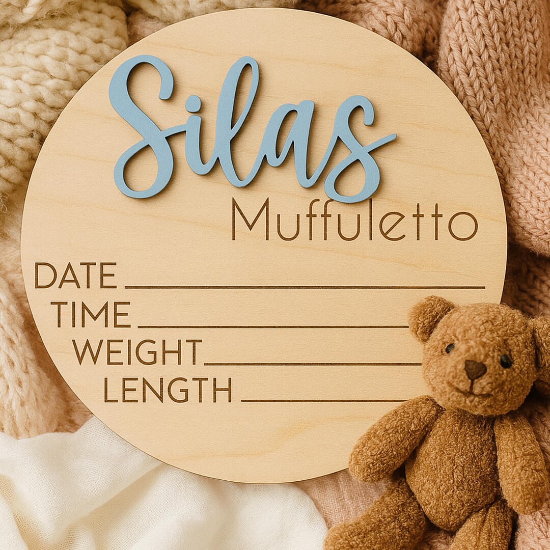Personalized Baby Announcement Sign With Birth Stats, Matching Name ...
