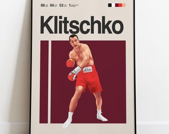 Wladimir Klitschko Poster - Boxing Poster Wall Art, Minimalist Mid Century Modern Decor, Boxing Gift Idea