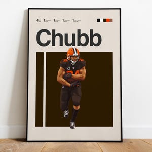 Nick Chubb Poster – NFL Running Back Wall Art, American Football Print, Sports Man Cave Decor, Digital Gift for Fans & Collectors