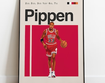 Scottie Pippen Basketball Poster – Printable Wall Art, Minimalist Athlete Print, Digital Sports Download for Fans & Collectors