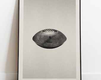 American Football Poster – Black and White Football Wall Art, Vintage Sports Print, Digital Download