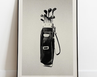 Vintage Golf Wall Art – Retro Club Bag Poster Print, Minimalist Sports Home Decor