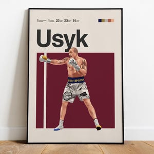 Oleksandr Usyk Poster - Boxing Poster Wall Art, Minimalist Mid Century Modern Decor, Boxing Gift Idea