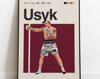 Oleksandr Usyk Poster - Boxing Poster Wall Art, Minimalist Mid Century Modern Decor, Boxing Gift Idea