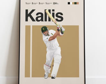 Jacques Kallis Cricket Poster – South African National Team Wall Art, Sports Print, Digital Gift for Fans & Collectors