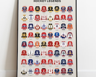 Hockey Poster – Minimalist Hockey Wall Art, Digital Sports Legends Print, Iconic Jersey Collection