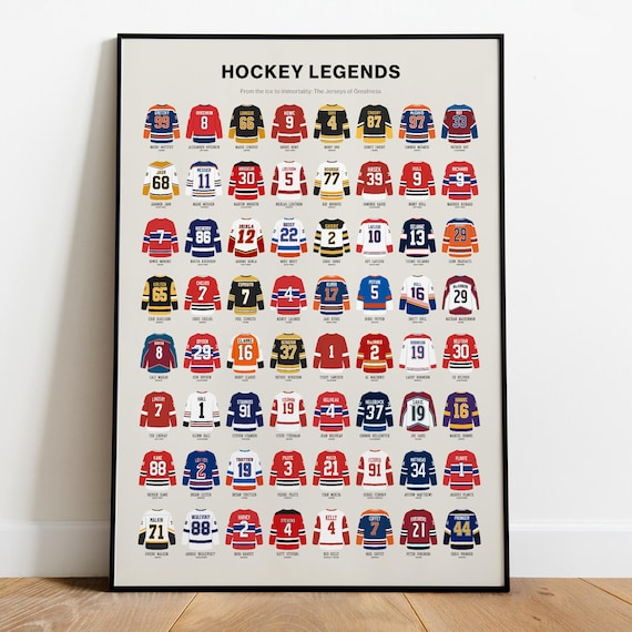 Hockey Poster – Minimalist Hockey Wall Art, Digital Sports Legends Print, Iconic Jersey Collection