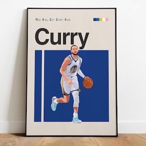 Póster Stephen Curry Basketball – Arte de pared imprimible, diseño minimalista, descarga digital para fans y coleccionistas