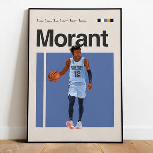 Ja Morant Basketball Poster – Printable Wall Art, Minimalist Athlete Print, Digital Sports Download for Fans & Collectors
