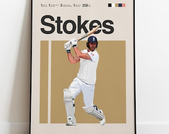 Ben Stokes Cricket Poster: England Team Sports Art (Digital Download)