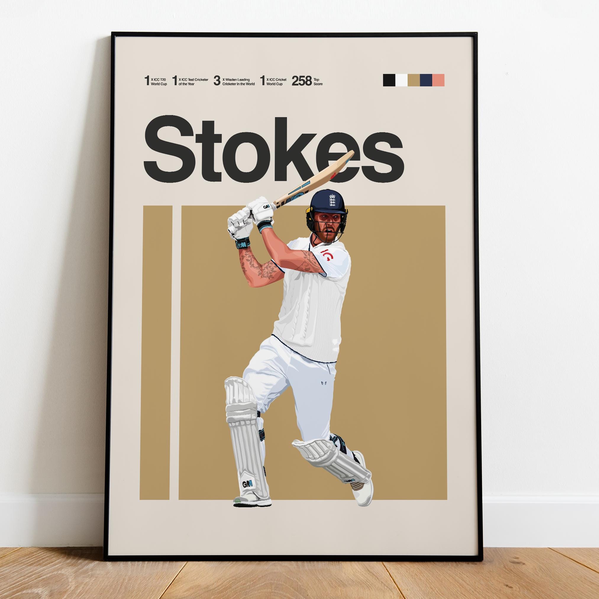 Ben Stokes Cricket Poster: England Team Sports Art (Digital Download), image size:2025x2025