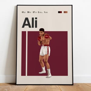 Muhammad Ali Poster - Boxing Poster Wall Art, Minimalist Mid Century Modern Decor, Boxing Gift Idea