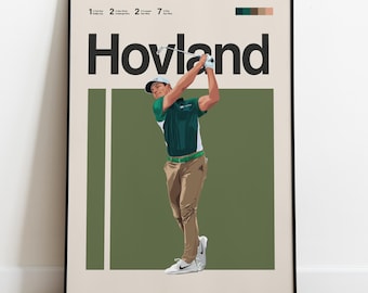Viktor Hovland Poster, Golf Poster, Mid Century Modern PGA Tour Golf Wall Art for Office, Bedroom, Golf Gifts