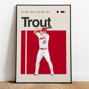 Mike Trout Poster – MLB Outfielder Wall Art, American Baseball Print, Sports Man Cave Decor, Digital Gift for Fans & Collectors