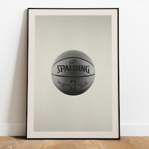 Basketball Poster – Minimalist Black and White Basketball Wall Art, Vintage Sports Print, Digital Download Gift for Basketball Fans