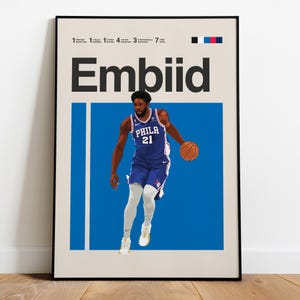 Joel Embiid Basketball Poster – Printable Wall Art, Minimalist Athlete Print, Digital Sports Download for Fans & Collectors