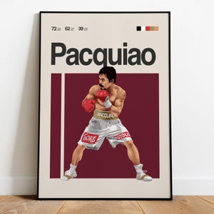 Manny Pacquiao Poster - Boxing Poster Wall Art, Minimalist Mid Century Modern Decor, Boxing Gift Idea
