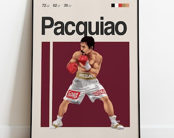 Manny Pacquiao Poster - Boxing Poster Wall Art, Minimalist Mid Century Modern Decor, Boxing Gift Idea