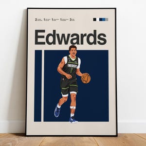 Anthony Edwards Basketball Poster – Printable Wall Art, Minimalist Athlete Print, Digital Sports Download for Fans & Collectors