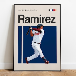 Jose Ramirez Poster – MLB Third Baseman Wall Art, American Baseball Print, Sports Man Cave Decor, Digital Gift for Fans & Collectors